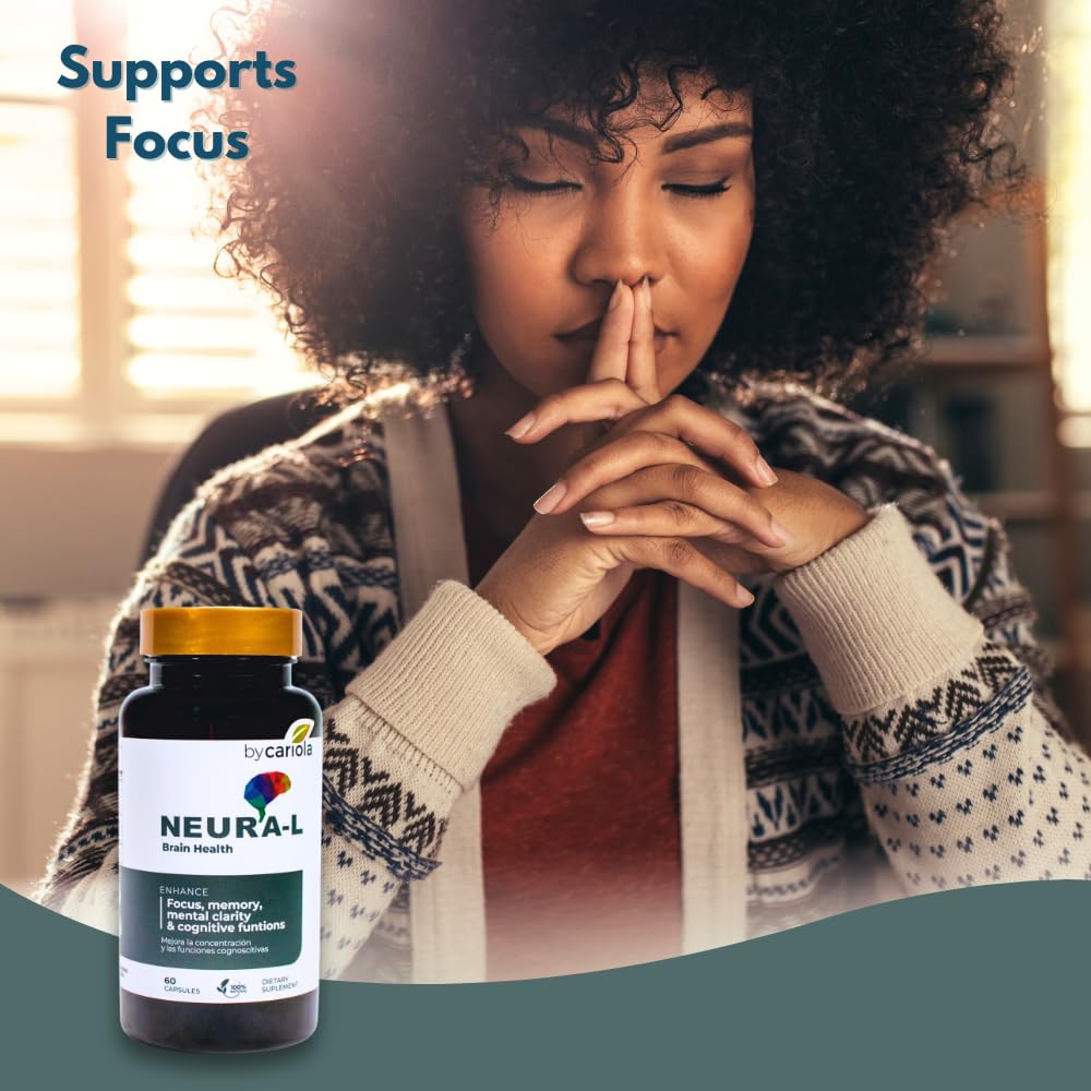 BY CARIOLA Neural-L Natural Brain Support Supplement 60 Caps - Mental Support – Memory Booster - Concentration - Natural Formula - Ashwagandha - L-Tyrosine - L-Theanine BY CARIOLA buy supplements Au
