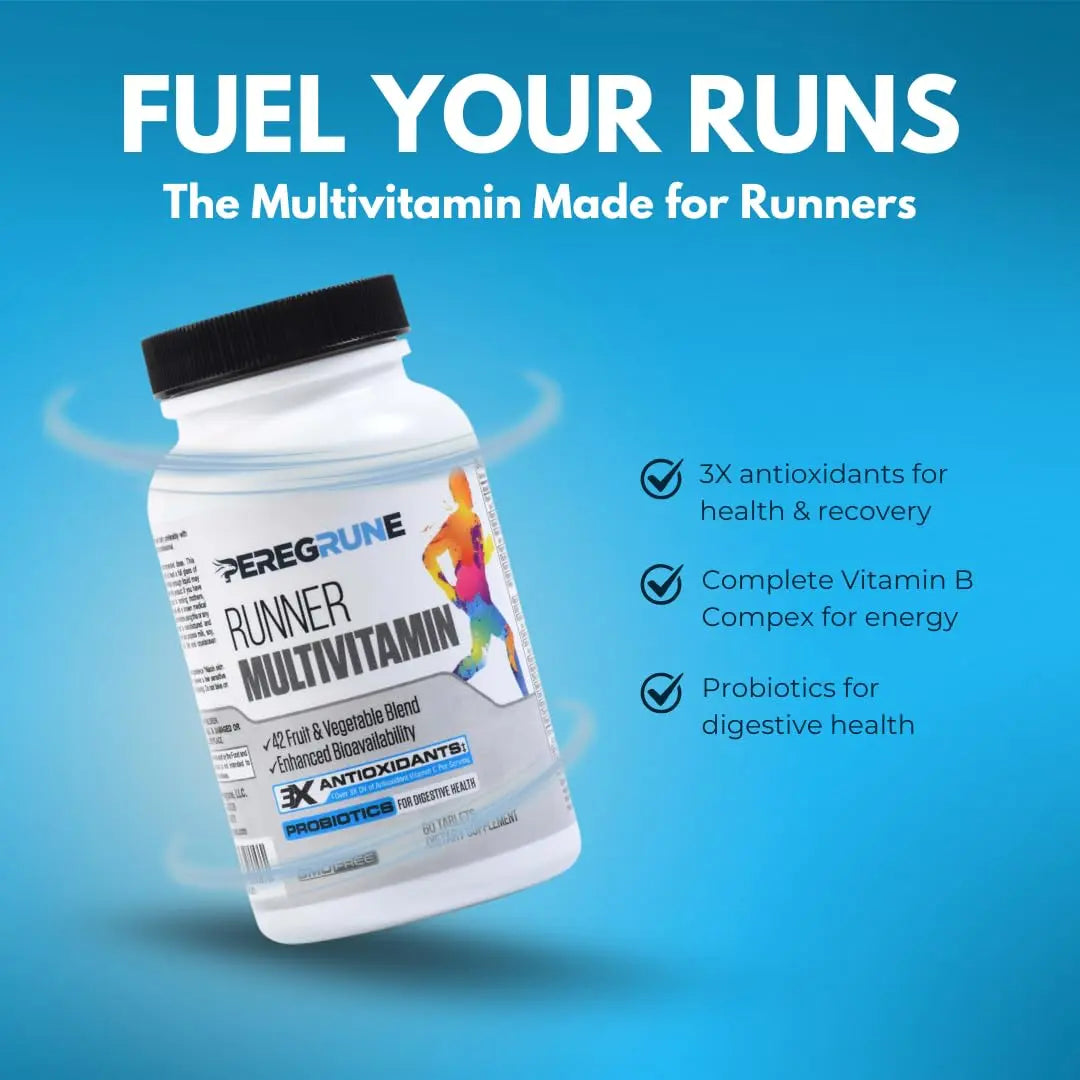 PEREGRUNE Runner Multivitamin & Joint Support Supplement | Antioxidants, Complete B-Complex & Probiotics to Support Energy PEREGRUNE