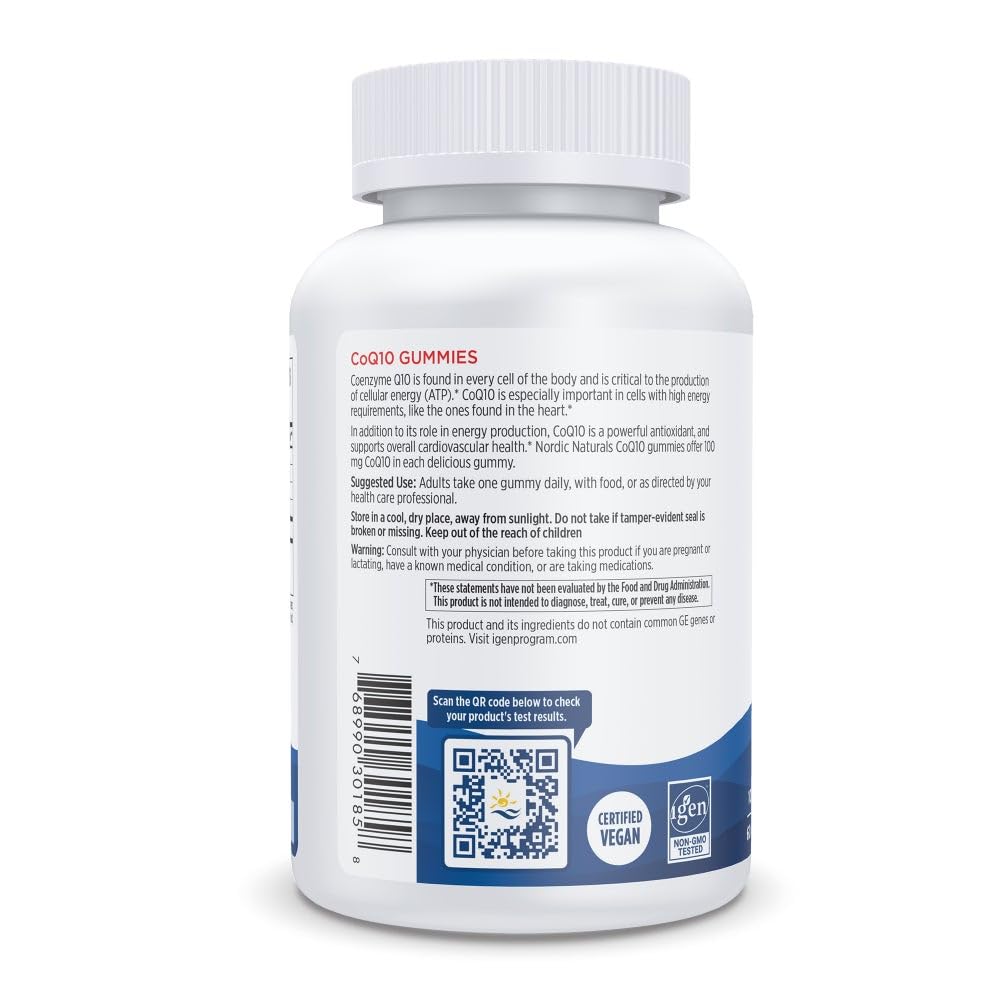 Nordic Naturals CoQ10 Gummies, Strawberry - 60 Gummies - 100 mg Coenzyme Q10 (CoQ10) - Great Taste - Heart Health, Cellular Energy Production, Antioxidant Support - Non-GMO, Vegan - 60 Servings Nordic NaturalsBuy Supplements Australia