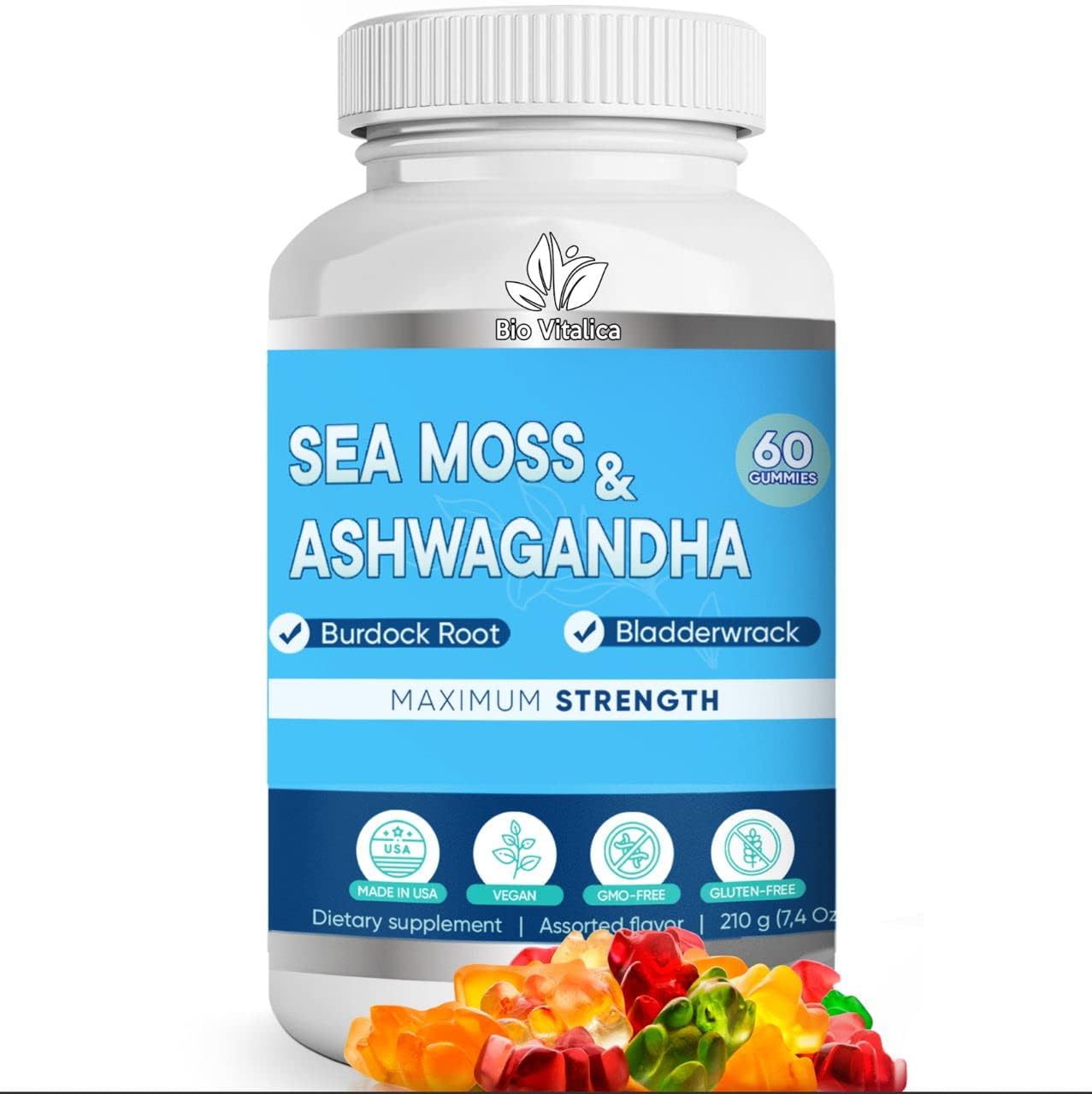 BIO VITALICA Sea Moss Ashwagandha Gummies - Organic Irish Seamoss & Ashwagandha Root Supplements for Supporting Energy for Men & Women, 60 Vegan Gummies BIO VITALICABuy Supplements Australia