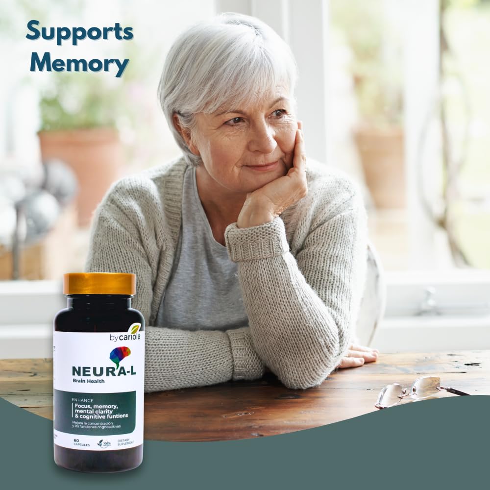 BY CARIOLA Neural-L Natural Brain Support Supplement 60 Caps - Mental Support – Memory Booster - Concentration - Natural Formula - Ashwagandha - L-Tyrosine - L-Theanine BY CARIOLA buy supplements Au