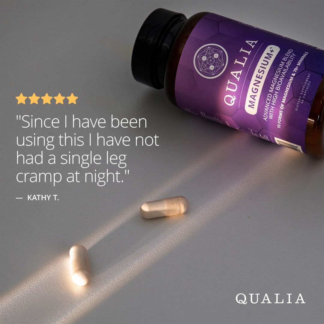 Qualia Magnesium+ | Doctor-Formulated. Premium Formula | High Bioavailability | 10 Forms of Magnesium & 70+ Minerals | Relaxed Mood, restful Sleep, & Exercise Recovery | 1 Month Supply QUALIA LIFE SCIENCES buy supplements Au