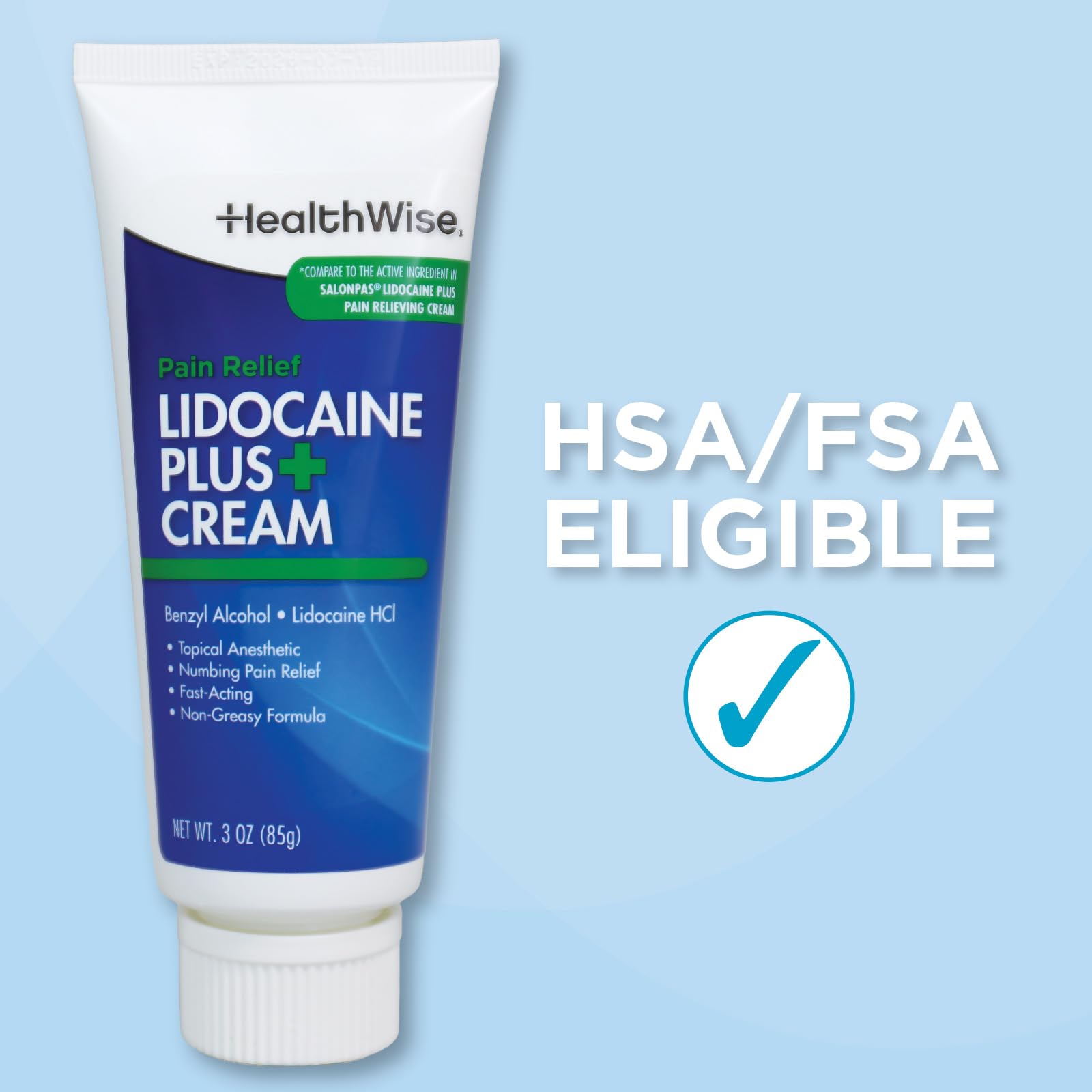 HealthWise Lidocaine Plus+ Cream | Numbs Away Pain | | Non-Greasy | 3.0 Oz | 4% OTC Lidocaine + 10% Benzyl Alcohol | Topical Anesthetic HealthWiseBuy Supplements Australia
