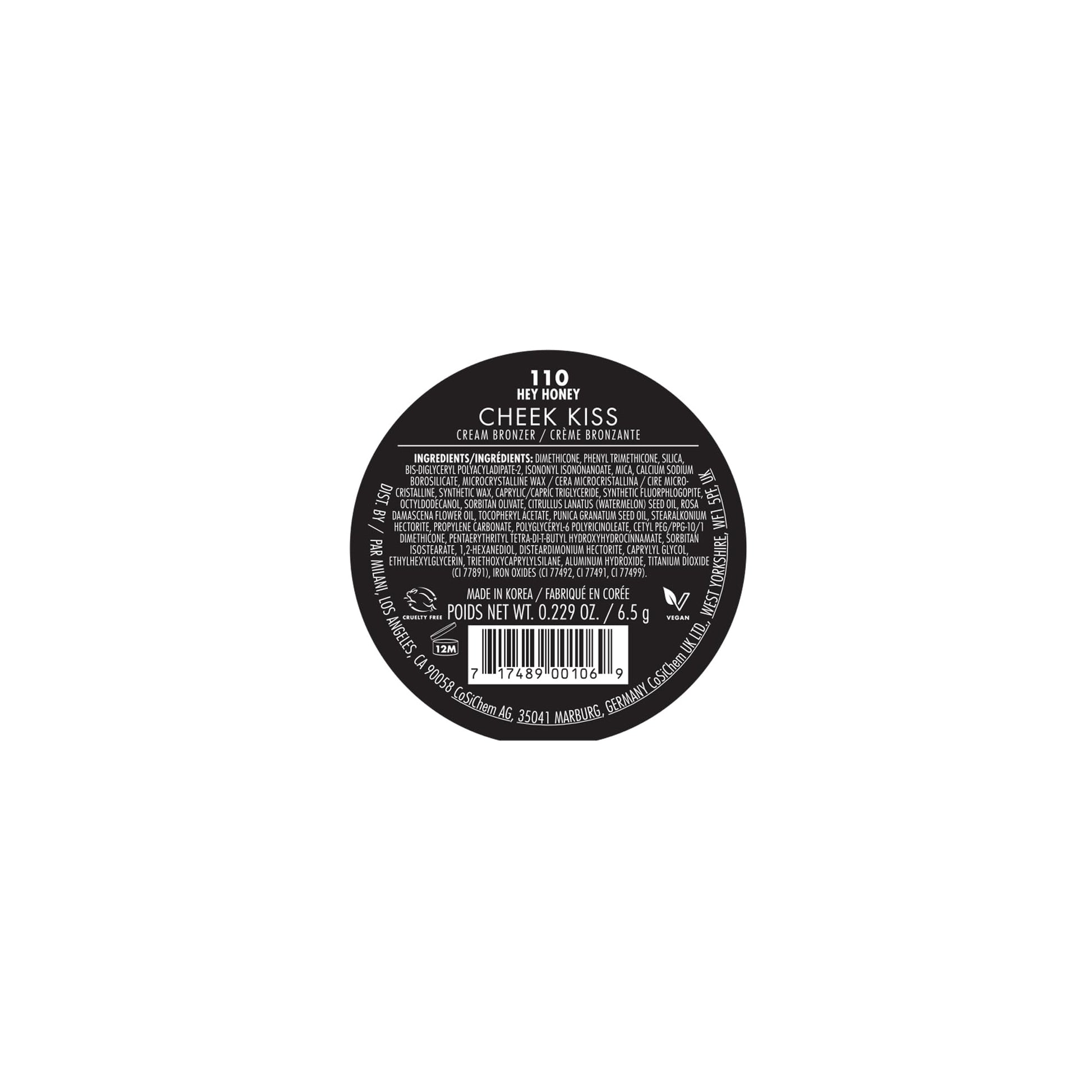 Milani Cheek Kiss Cream Bronzer, 110 - Hey Honey, Vegan & Cruelty-Free, Made in Korea, Lightweight Glow, Soft Matte Finish MilaniBuy Supplements Australia