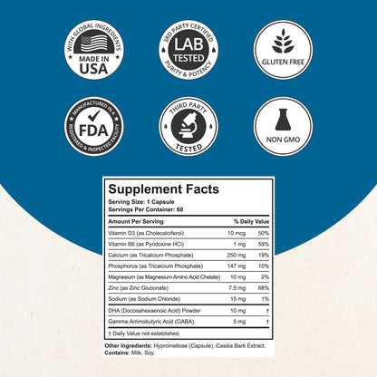 NuBest Grow Power - Calcium Supplement, Magnesium Supplement with Vitamin D3, B6, Zinc, Phosphorus and Multivitamin for Strong Bones, Overall Health for Age 10+ | 60 Capsules | 1 Month Supply NuBestBuy Supplements Australia