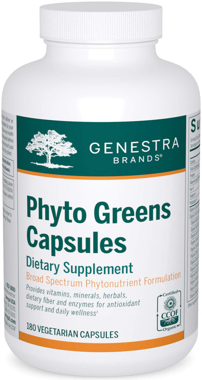 Genestra Brands Phyto Greens Capsules | Vitamins, Dietary Fiber and Enzymes for Optimum Nutrition | 180 Capsules Genestra BrandsBuy Supplements Australia