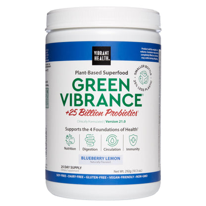 Vibrant Health, Green Vibrance, Superfoods Powder with 70+ Plant-Based Whole Foods & 25 Billion Probiotics Per Serving, Blueberry Lemon, 25 Servings Vibrant HealthBuy Supplements Australia