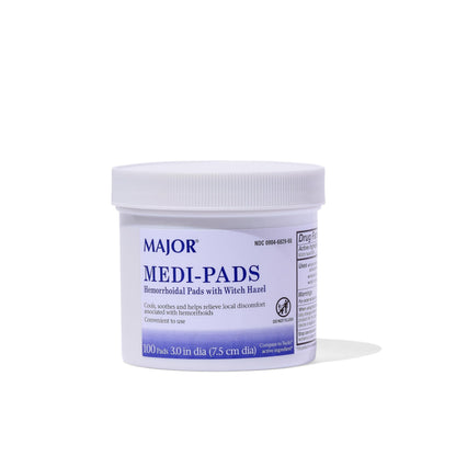 MAJOR Medi-Pads - Hemorrhoidal Hygienic Cleansing Witch Hazel Pads - Cooling Relief with Aloe - 100 Count Jar (1 Pack) MAJORBuy Supplements Australia