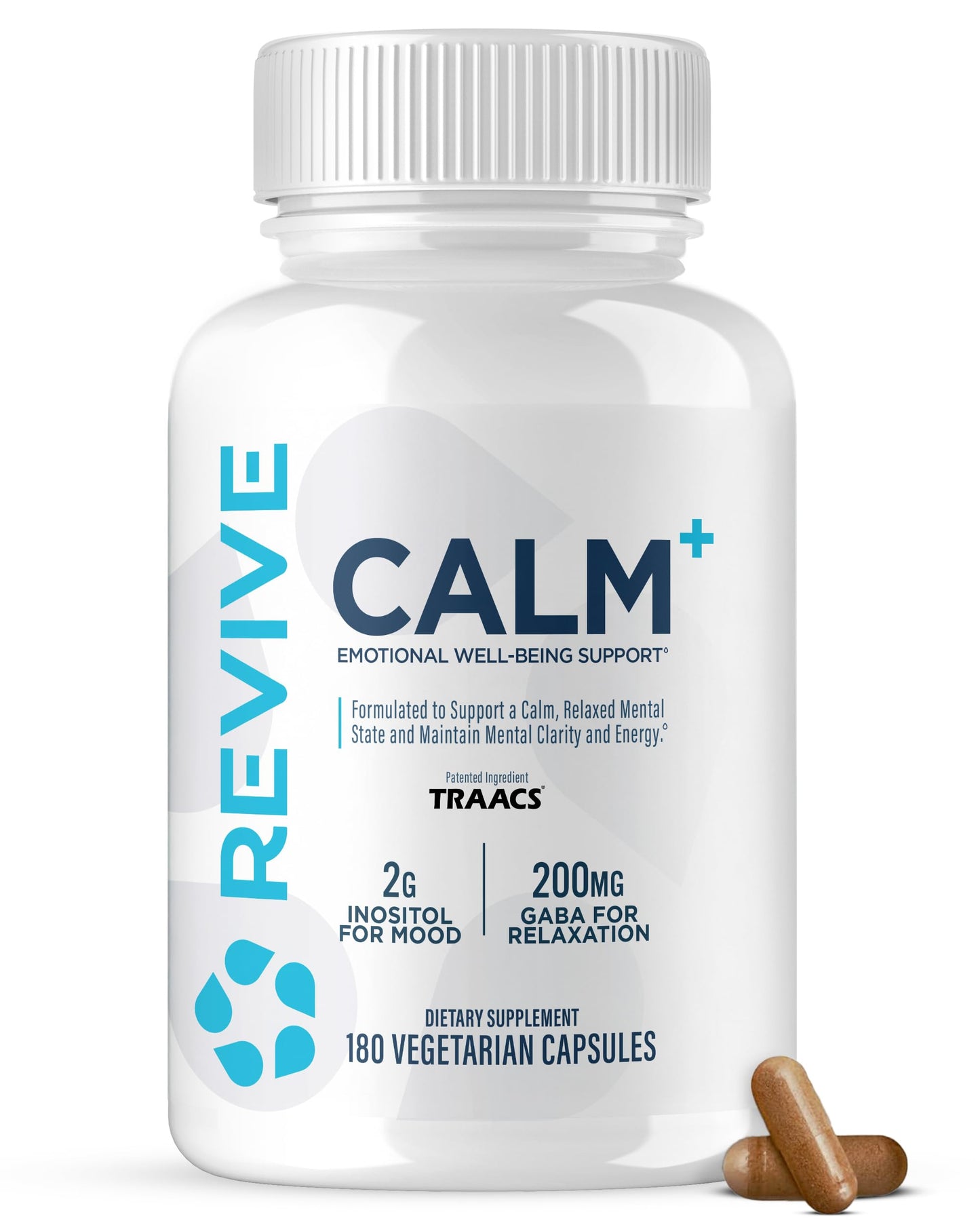 Revive MD Calm, Emotional Well-Being Support Supplement - Stress Management for Men & Women - Mood Enhancement Supplement Promotes Relaxation with L-Theanine, GABA & 5-HTP (180 Capsules, 30 Servings) ReviveBuy Supplements Australia