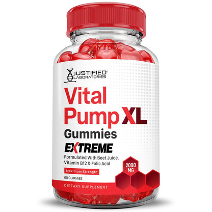 Justified Laboratories (5 Pack) Vital Pump XL Extreme 2000MG Performance Gummies Vital PumpXL Advanced Formula Formulated with Beet Juice ACV Pomegranate Powder B12 Vegan Non GMO 300 Gummys Justified Laboratories buy supplements Au