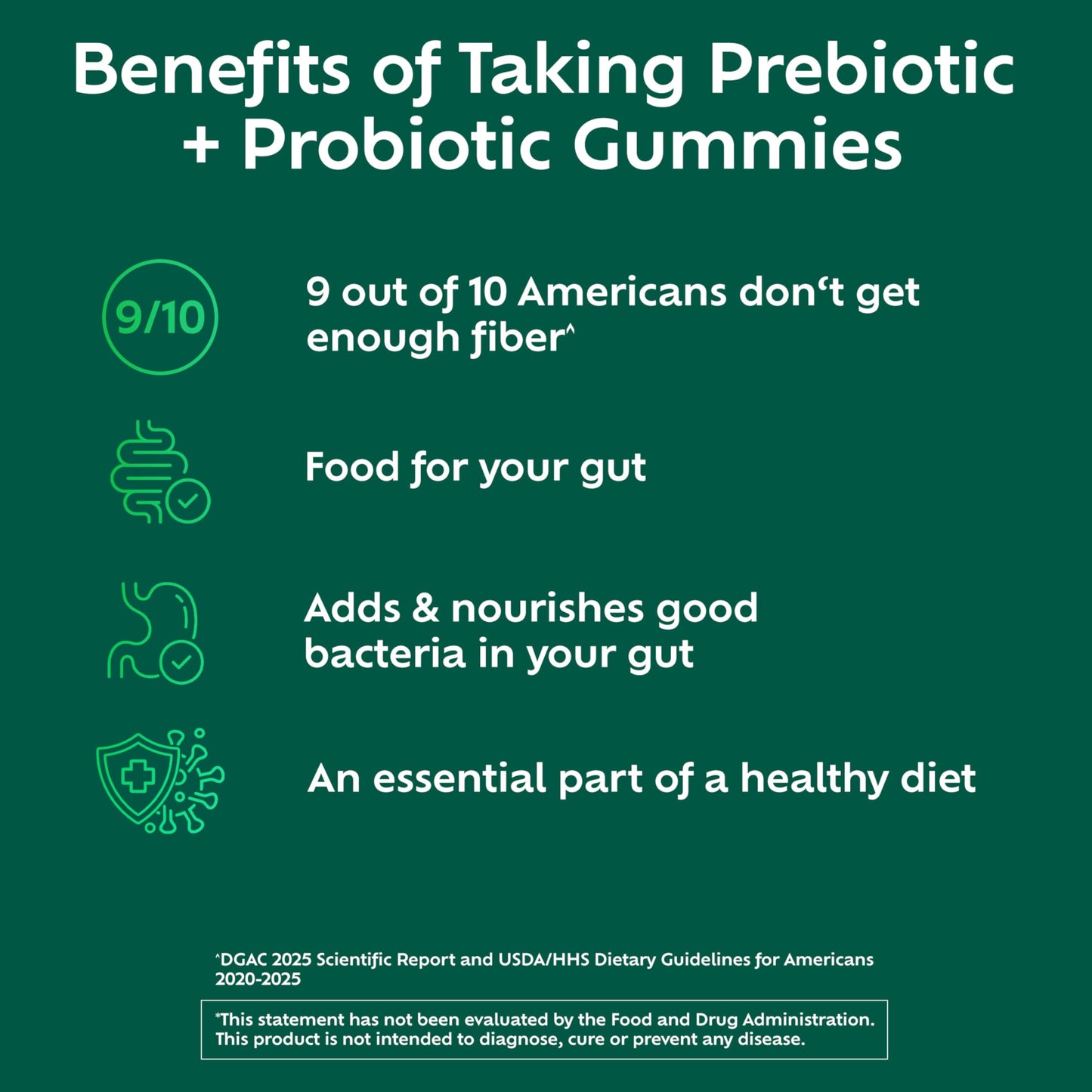 Benefiber Prebiotic  Friendly Fiber Supplement Gummies with Probiotics for Digestive Health, Assorted Fruit Flavors - 50 Count