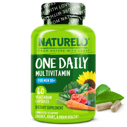 NATURELO Mens Multivitamins for Men 50+ - One Daily Multivitamin for Men with Vitamins, Minerals & Organic Whole Foods, Boost Energy & Health, Non-GMO, 60 Vegetarian Capsules NATURELOBuy Supplements Australia
