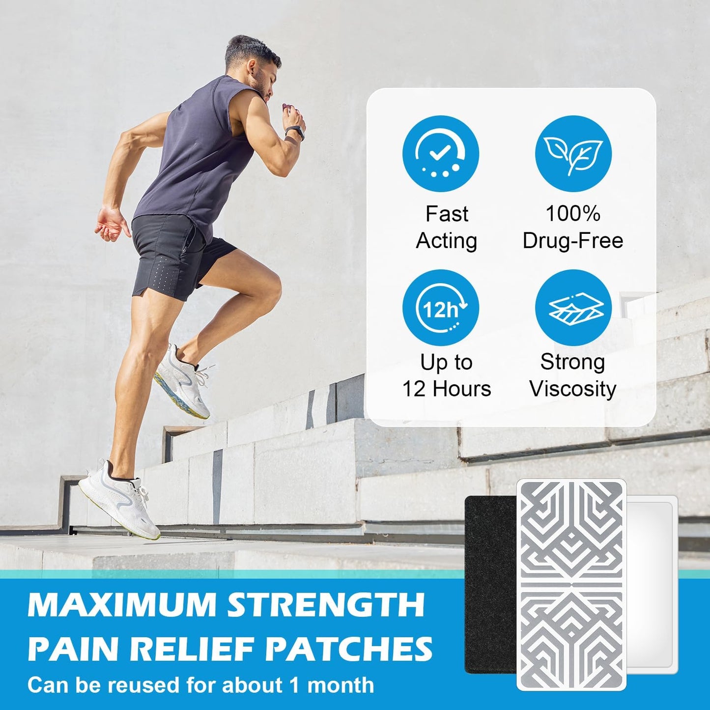 Reusable Pain Relief Patches for Sore Muscle, Includes 3 Adhesives, 1 Patch & 1 Carry Bag, Pain Patches for Neck, Back,Foot, Knee etc, Large&Fast Acting, Easy Adhesive Application Pain Patch-0304 SKAYAHBuy Supplements Australia