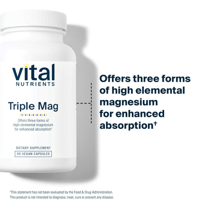 Vital Nutrients Triple Magnesium Complex Supplement | Vegan Magnesium Glycinate, Malate & Oxide 250mg | Easily Absorbed Magnesium Supplement for Stress, Muscle, Heart, Bone Support | 90 Capsules Vital NutrientsBuy Supplements Australia