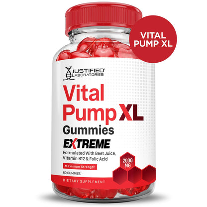 Justified Laboratories (5 Pack) Vital Pump XL Extreme 2000MG Performance Gummies Vital PumpXL Advanced Formula Formulated with Beet Juice ACV Pomegranate Powder B12 Vegan Non GMO 300 Gummys Justified Laboratories buy supplements Au