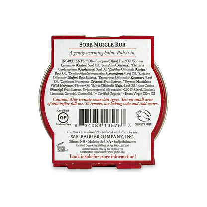 Badger Sore Muscle Rub Tin, Cayenne & Ginger, 2 oz (1 Pack) BadgerBuy Supplements Australia