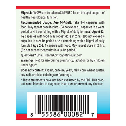 MigreLief-Now Fast-Acting Formula, As-Needed Nutritional Support for Migraine and Headache Sufferers - 60 Vegetarian Capsules MigreLiefBuy Supplements Australia