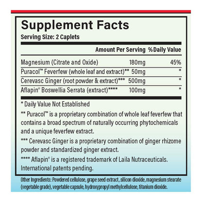 MigreLief-Now Fast-Acting Formula, As-Needed Nutritional Support for Migraine and Headache Sufferers - 60 Vegetarian Capsules MigreLiefBuy Supplements Australia