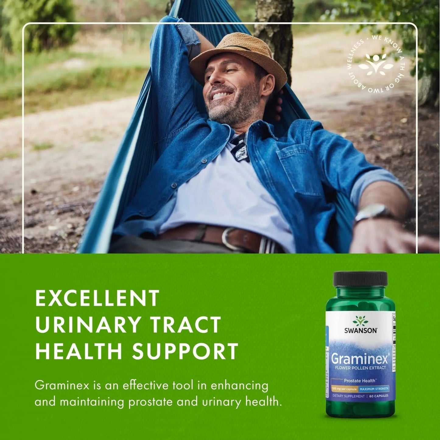 Swanson Maximum Strength Graminex Flower Pollen Extract - Supports Prostate Health, Urinary Tract Function, and Kidney Health - Mens Health Supplement - (60 Capsules, 500mg Each) (4 Pack) SwansonBuy Supplements Australia