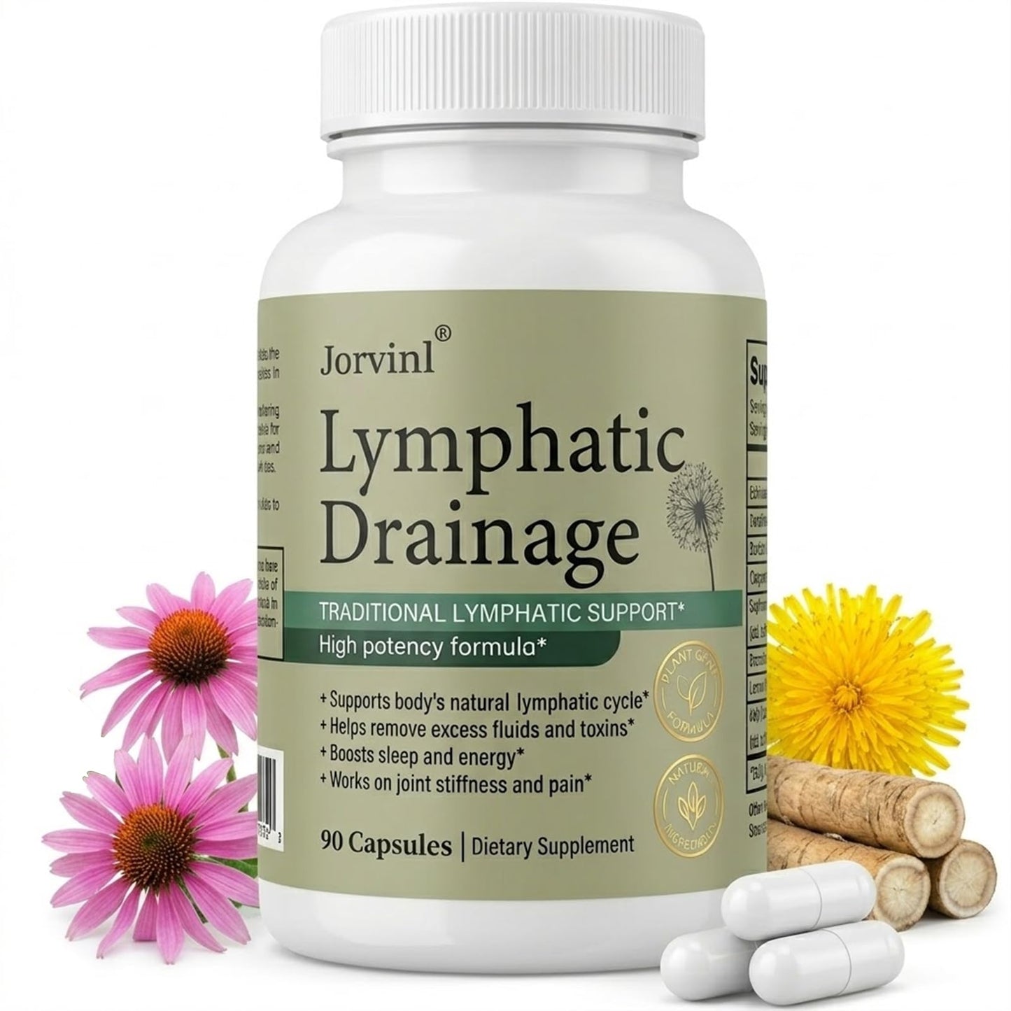 Lymphatic Drainage Capsules - Ease Body Heaviness & Facial Puffiness - Supports Natural Fluid Balance & Metabolism、Joint Discomfort - with Echinacea & Dandelion - 90 Vegan Capsules & Non-GMO Jorvinl buy supplements Au