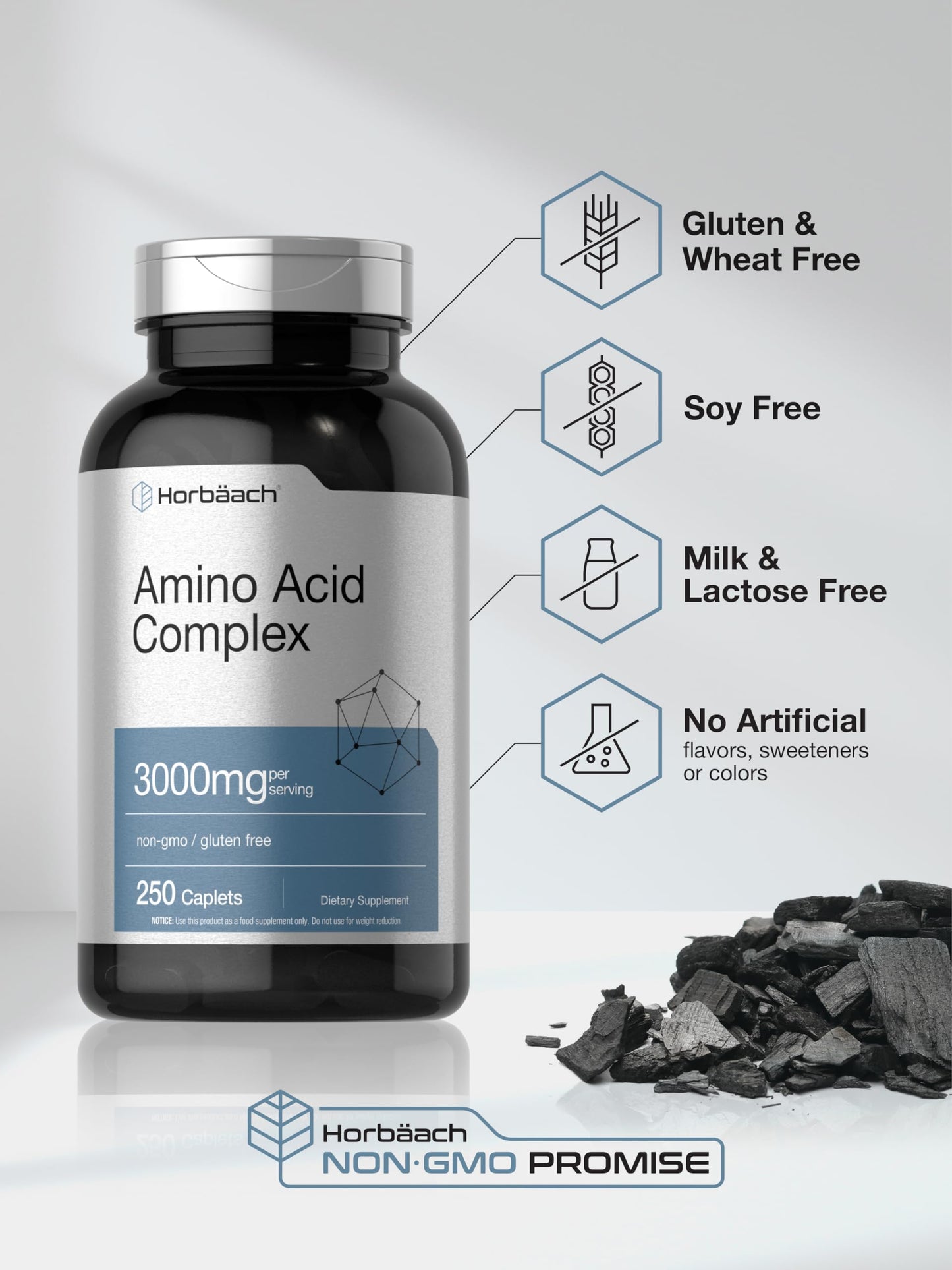 Horbäach Amino Acid Complex 3000mg | 250 Caplets | Non-GMO, Gluten Free Supplement HorbäachBuy Supplements Australia