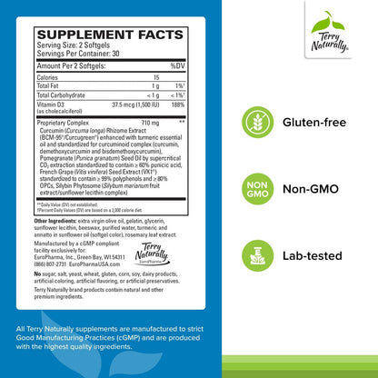 Terry Naturally Healthy PSA Levels - Dietary Supplement for Healthy Prostate & Hormone Balance Support - Herbal Supplement with Curcumin, Turmeric Essential Oil & Grape Seed Extract - 60 Softgels Terry NaturallyBuy Supplements Australia