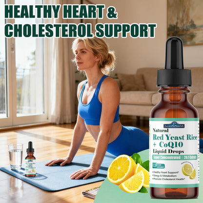 Liposomal Red Yeast Rice with Coq10 Liquid Drops, 5-in-1 Extra Strength 1200mg Cholesterol & Heart Support w. Citrus Bergamot Alpha Lipoic Acid | Cholesterol Lowering Supplement | GMO & Citrinin Free AuraraNeNourishBuy Supplements Australia