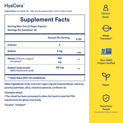 Ritual Hyaluronic Acid Skin Supplement - With Hyabest® and Ceratiq® - HyaCera Clinically Proven to Reduce Wrinkles, Fine Lines & Improve Skin Smoothness