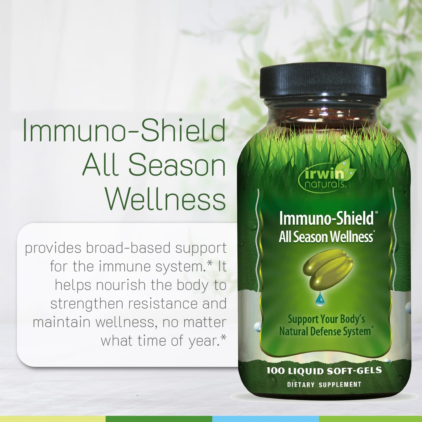 Irwin Naturals Immuno-Shield All Season Wellness for Body's Natural Defense System - 100 Liquid Softgels (2 Pack) Irwin NaturalsBuy Supplements Australia