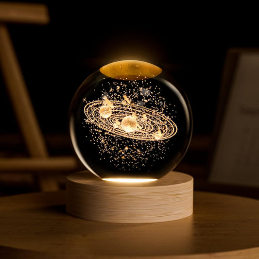 3D Solar System Crystal Ball, 2.4inch Universe Gifts Decorative Quartz Glass Ball