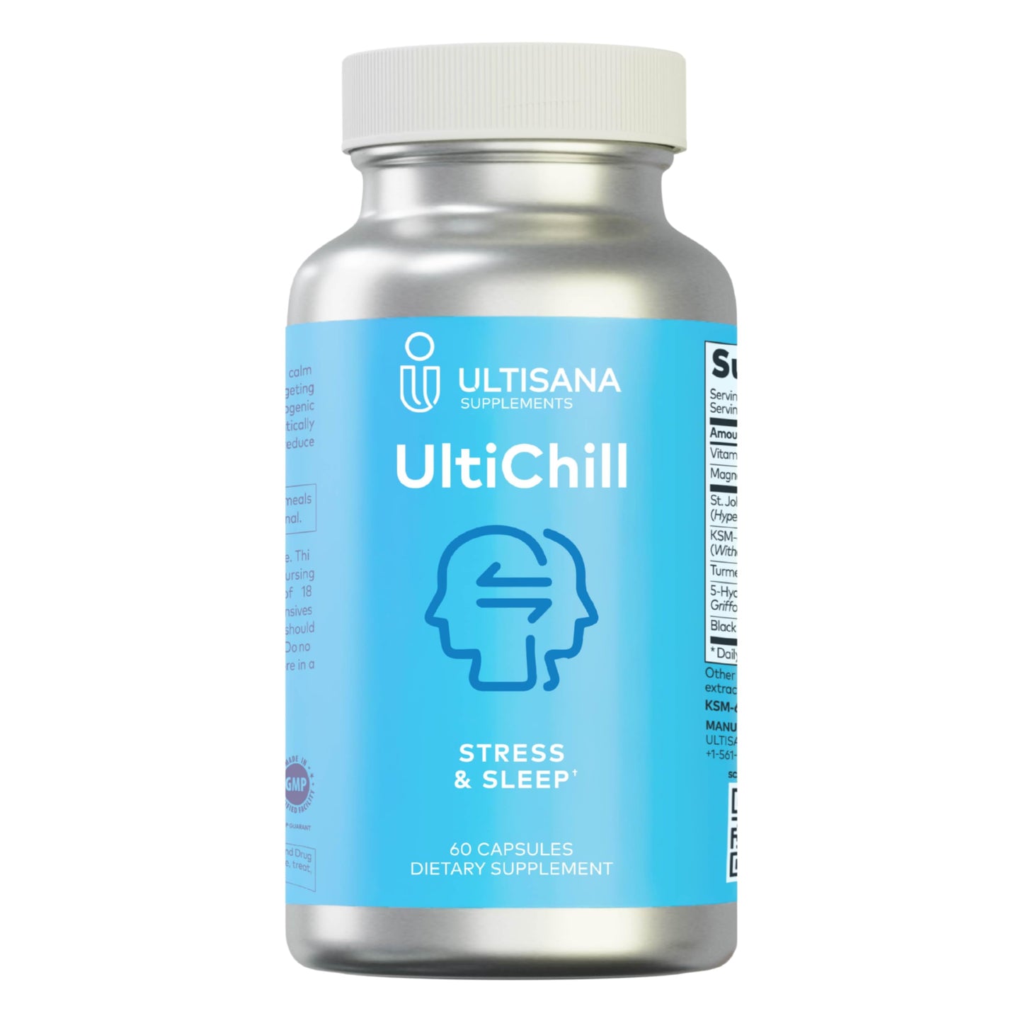 Ultisana UltiChill Stress Relief Supplement, Non-Drowsy | for Enhanced Mood, Immune Booster & Sleep Support | Magnesium Glycinate, Vitamin B6, KSM-66 Ashwagandha, Turmeric & 5-HTP | Non-GMO, 60 Count UltisanaBuy Supplements Australia