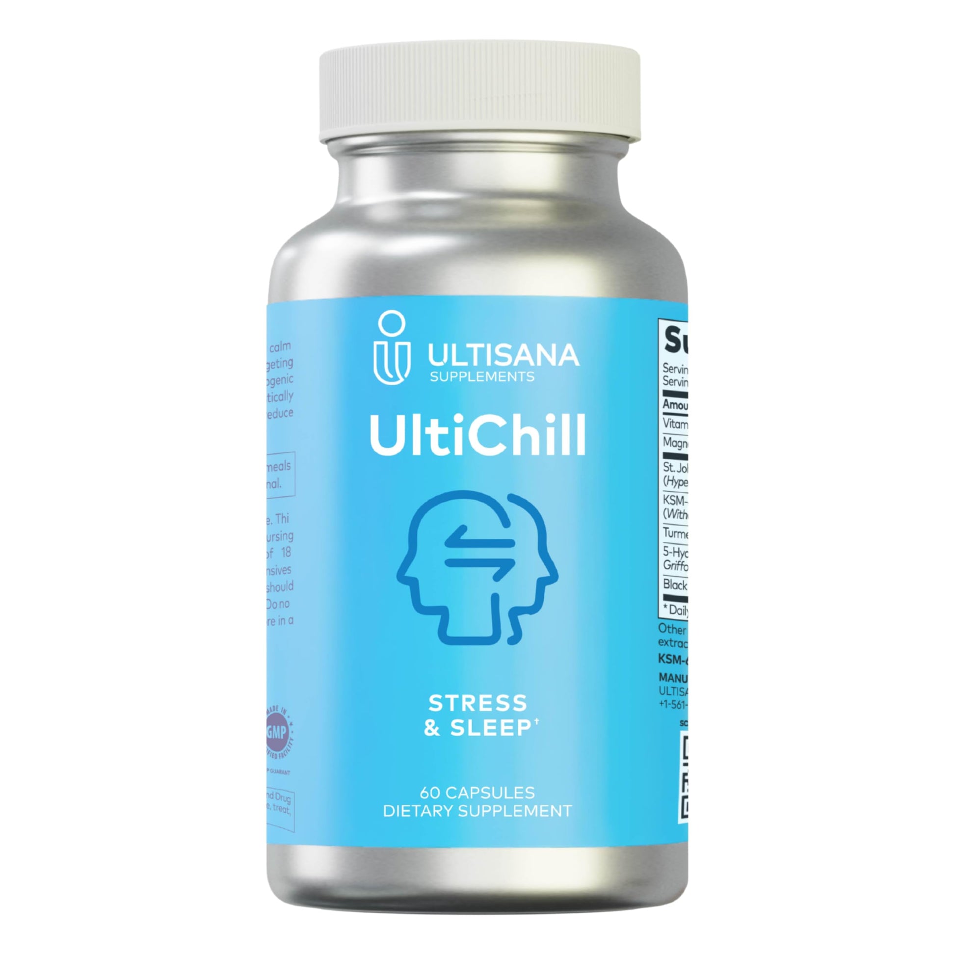 Ultisana UltiChill Stress Relief Supplement, Non-Drowsy | for Enhanced Mood, Immune Booster & Sleep Support | Magnesium Glycinate, Vitamin B6, KSM-66 Ashwagandha, Turmeric & 5-HTP | Non-GMO, 60 Count UltisanaBuy Supplements Australia