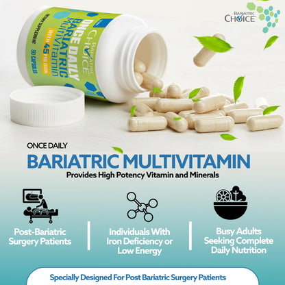 Bariatric Choice Once-Daily Bariatric Multivitamin with 45 mg of Iron | Easy to Swallow Capsule | Vitamin for Bariatric Surgery Patients