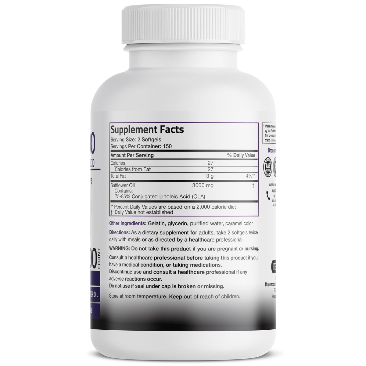 Bronson CLA 3000 Extra High Potency Supports Healthy Weight Management Lean Muscle Mass Non-Stimulating