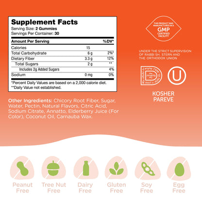 Zahler Chapter One Fiber Gummies - Soluble Fiber for Digestive Health Support - Flavored Gummies for Kids - Natural Chicory Root - Kosher, Dairy-Free,