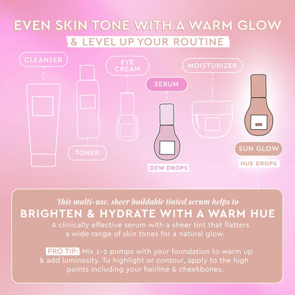 Glow Recipe Hue Drops Bronzing Drops, Tinted Face Serum, Glow Primer + Liquid Highlighter, Niacinamide + Hyaluronic Acid, Radiant Warm Glow, Sunglow (40ml) Glow Recipe buy supplements Au