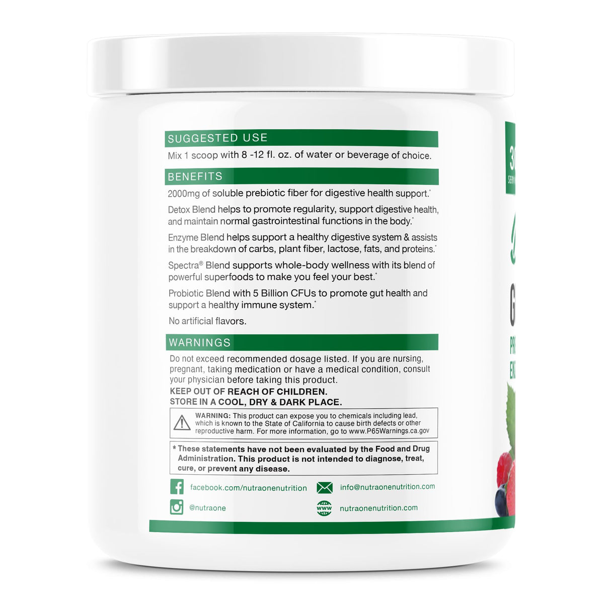 DetoxOne Daily Gut Health Powder* |  Supports Normal/Healthy Digestive Function*| Promotes Detoxification*| Boost Energy & Improves Nutrient Absorption*
