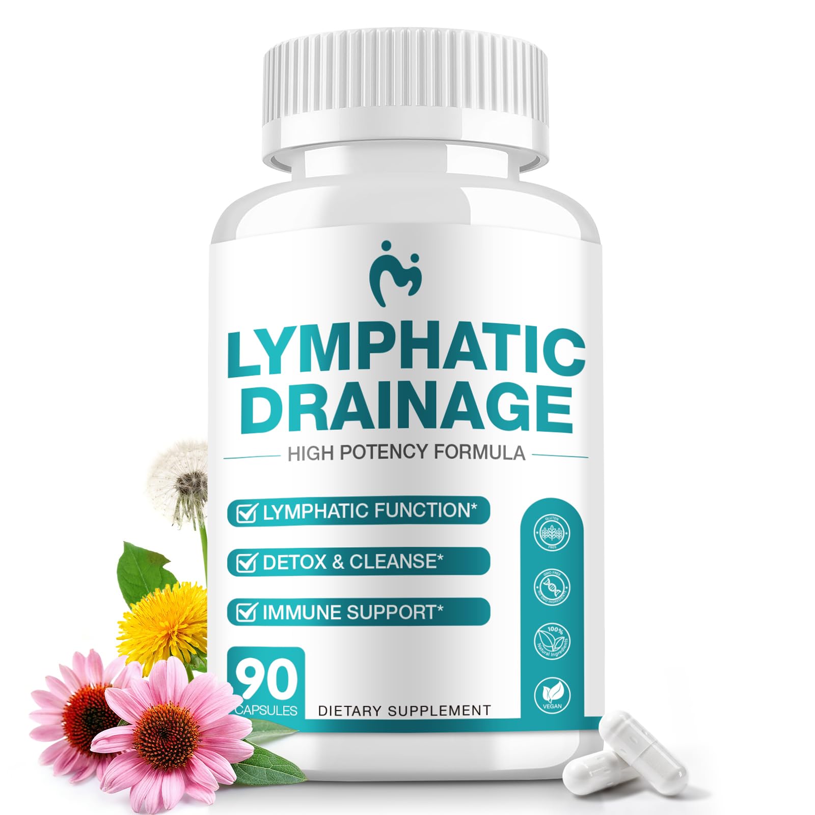 Lymphatic Drainage Supplements - Lymphatic Drainage Capsule for Detox & Cleanse, Immune Support - Natural Herbal Blends with Dandelion, Burdock, Cleavers & Echinacea, 90 Capsules MOSRAY buy supplements Au