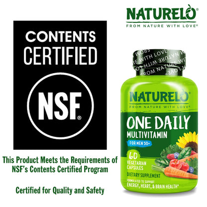 NATURELO Mens Multivitamins for Men 50+ - One Daily Multivitamin for Men with Vitamins, Minerals & Organic Whole Foods, Boost Energy & Health, Non-GMO, 60 Vegetarian Capsules NATURELOBuy Supplements Australia