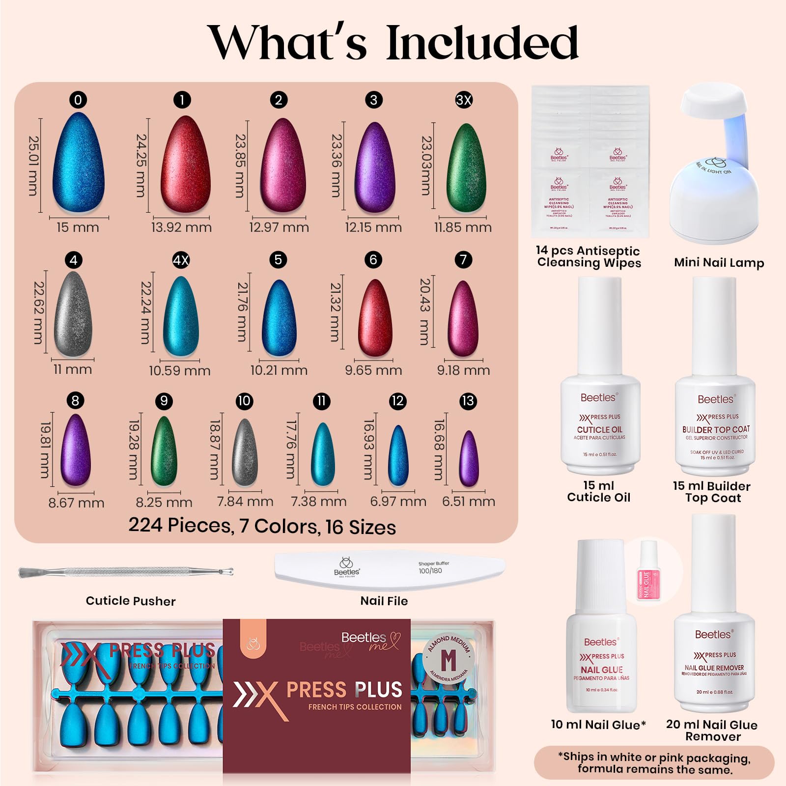 Beetles Cat Eye Nails Kit - Enchanted Aurora | 7 Colors Cat Eye Press On Nails Medium Almond | 224Pcs 16 Sizes All-in-One Kit With Nail Glue,Remover,Builder Top Coat,Nail Lamp Gift beetles Gel PolishBuy Supplements Australia