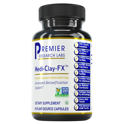 Premier Research Labs Medi-Clay-FX: Bentonite Clay Capsules for Detoxification | Food Grade Smectite Supplement | Absorb Toxins, Supports Cellular Health and Mold Detox - 90 Capsules Premier Research LabsBuy Supplements Australia