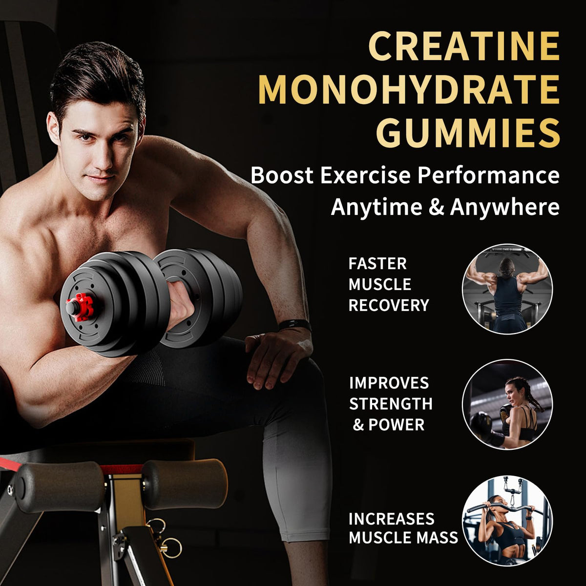 OUYIYUA Creatine Monohydrate Gummies 5000mg for Men & Women - Sugar Free Pre-Workout Supplement, Chewables for Muscle Strength, Muscle Builder, Energy Boost,
