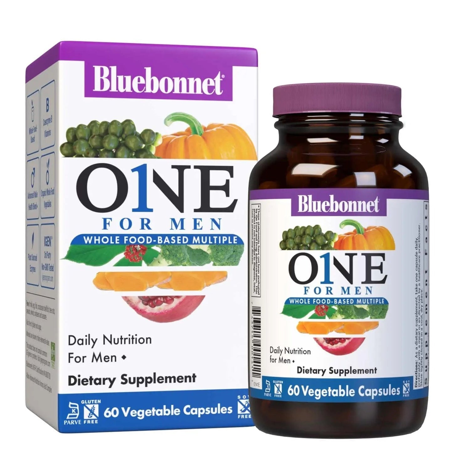 Bluebonnet Nutrition One for Men Whole Food-Based Multiple, Daily Nutrition*, Non-GMO, Vegetarian Friendly, Kosher BlueBonnet