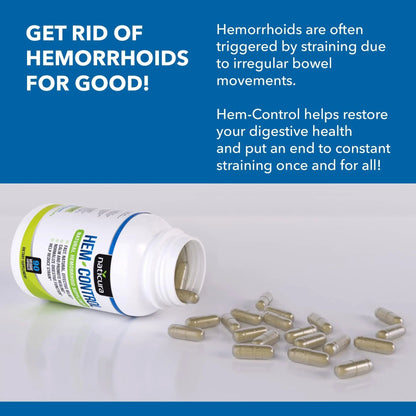 Naticura Hem-Control - Fast Effective Hemorrhoid Treatment Supplement - Powerful Formula to Promote Symptom Relief, Shrinking of Hemorrhoids, Ease Discomfort - 90 Vegan Capsules - Made in USA NaticuraBuy Supplements Australia