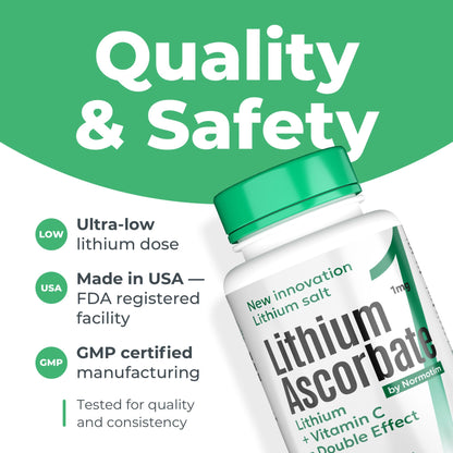 NORMOTIM Lithium Supplement 1 mg Tablets – Non-Drowsy Calm & Focus Support – Memory & Mental Clarity – Fast Dissolve – Compare to Lithium Orotate