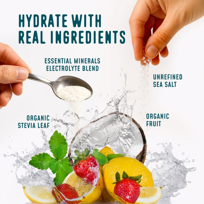 FlavCity Electrolytes Powder Packets - 28 Hydration Packets, Variety Pack - No Added Sugar - Hydration Powder with Real Fruit & Unrefined Sea Salt