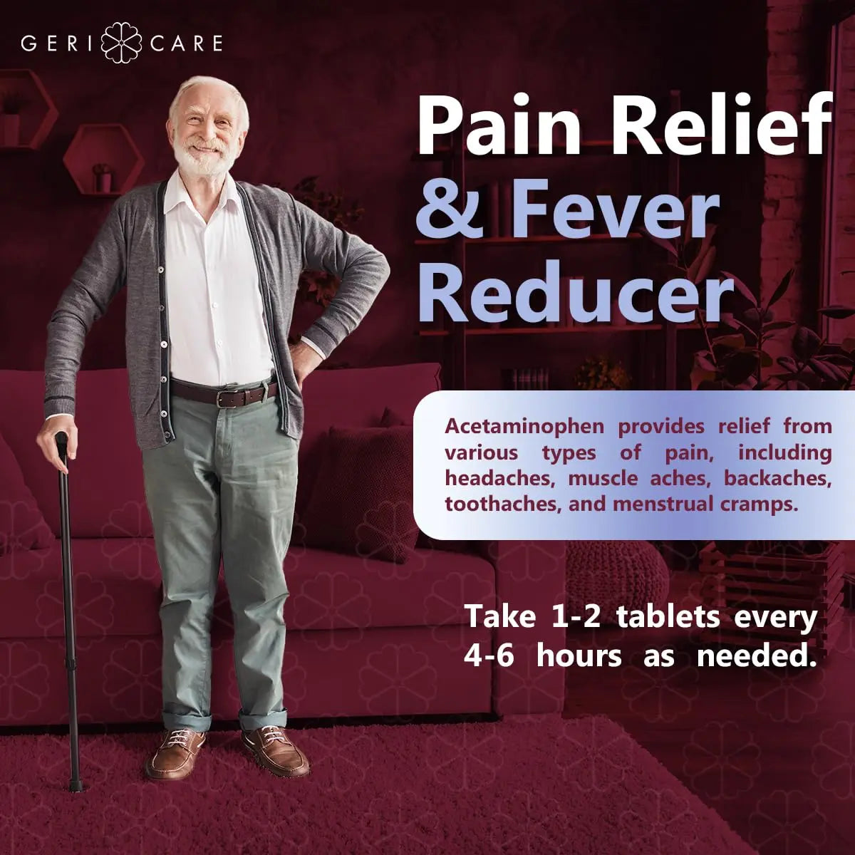 GeriCare Extra Strength Acetaminophen Pain Relief Fever Reducer Tablets, Strength 500mg Tablet | Joint, Muscle, Arthritis, Back Pain, Body Pain Relief, 100 Count (Pack of 2) GeriCareBuy Supplements Australia
