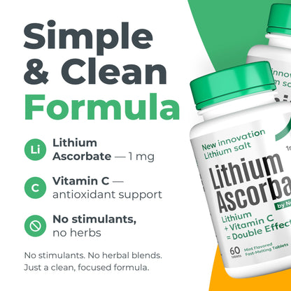 NORMOTIM Lithium Supplement 1 mg Tablets – Non-Drowsy Calm & Focus Support – Memory & Mental Clarity – Fast Dissolve – Compare to Lithium Orotate