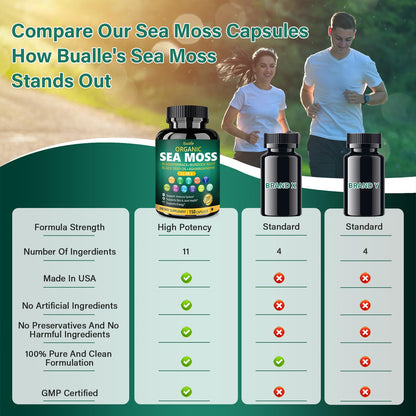 Bualle Irish Sea Moss Capsules – Organic Sea Moss, Black Seed Oil, Ashwagandha Supplements with Bladderwrack, Ginger & Burdock Root – Supports Daily Wellness, Skin & Energy – 150 Count (1 Pack) Bualle buy supplements Au