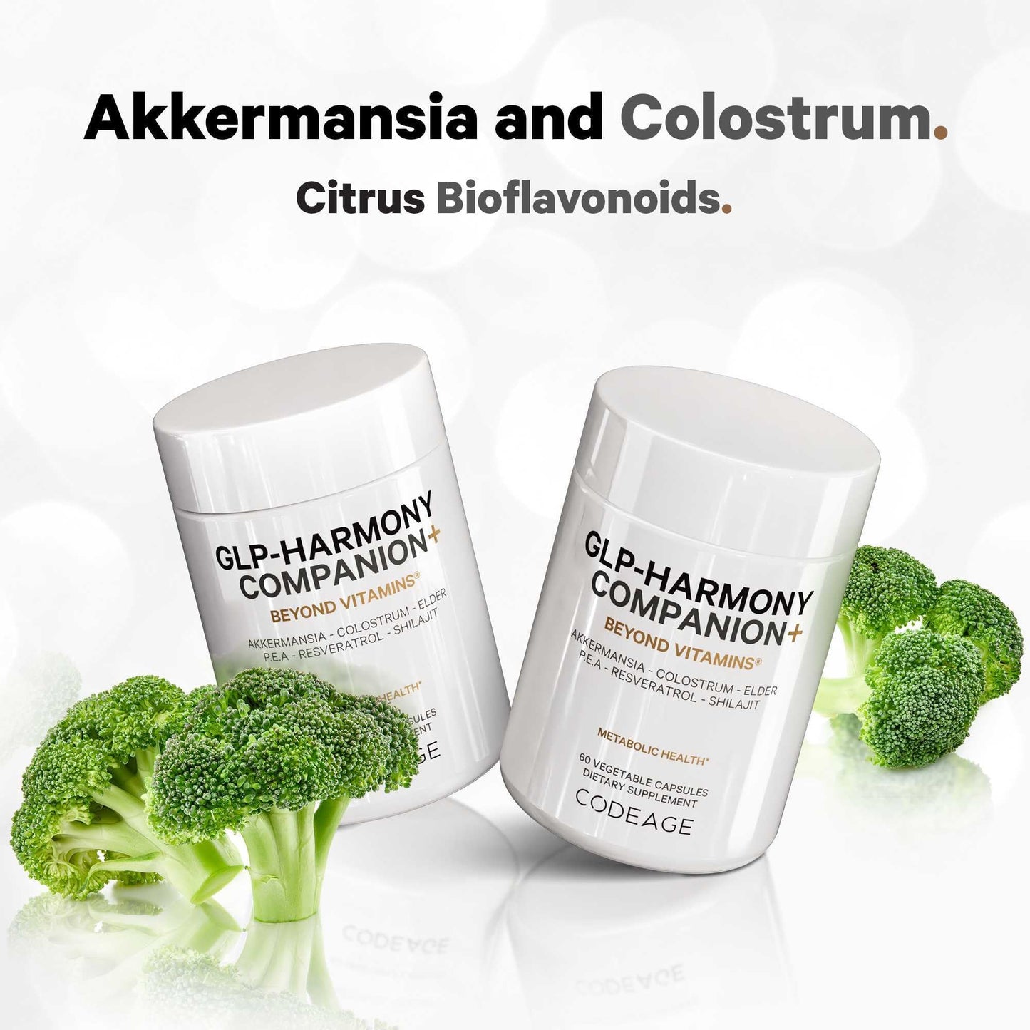 Codeage GLP-Harmony Companion+ Supplement - GLP-1 Agonist Support - Lion's Mane, Pea, Colostrum, Shilajit, Akkermansia, Elder, Citrus Bioflavonoids, Broccoli, Resveratrol - Non-GMO - 60 Capsules CodeageBuy Supplements Australia